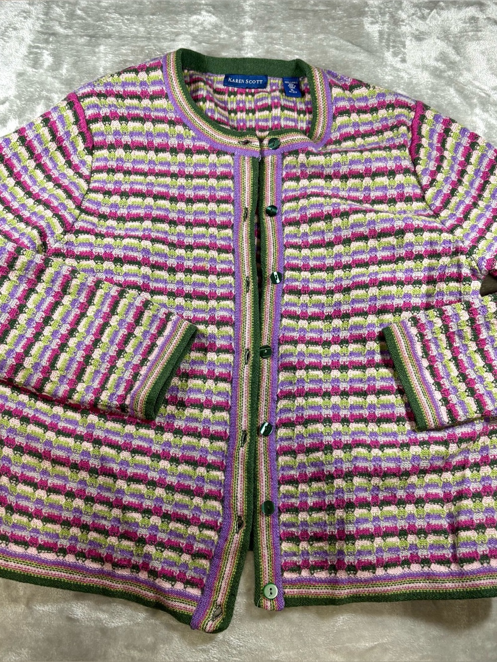 Karen Scott Vintage 90s Cottagecore Cardigan XL Lambs Wool